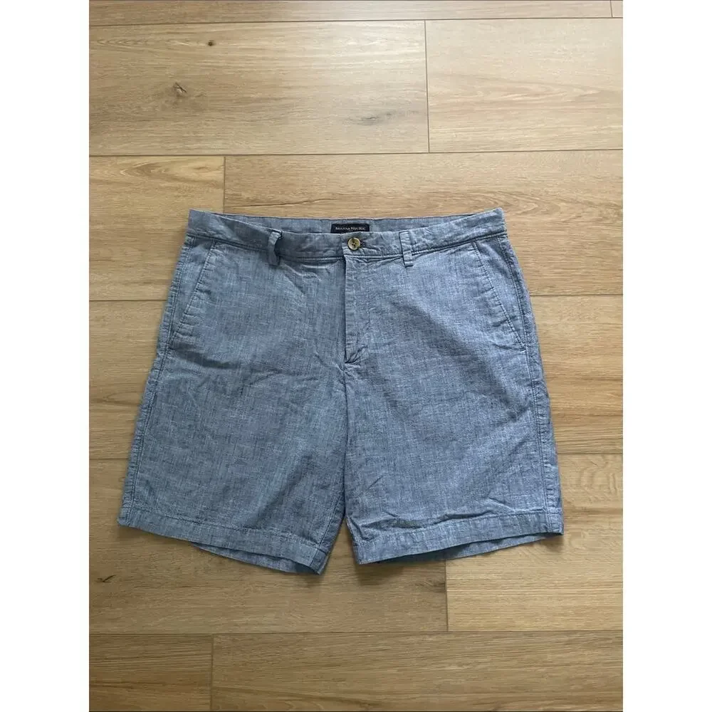 Banana Republic Men’s 36 Light Blue Chambray Flat-Front Shorts #0152